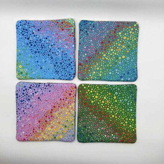 Rainbow Galaxy Quilted Coasters Four Pack